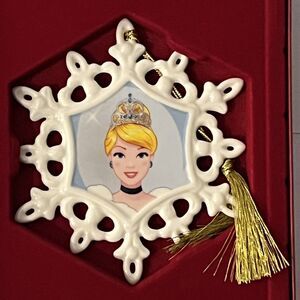 Lenox Disney Cinderella Porcelain Snowflake Christmas Ornament